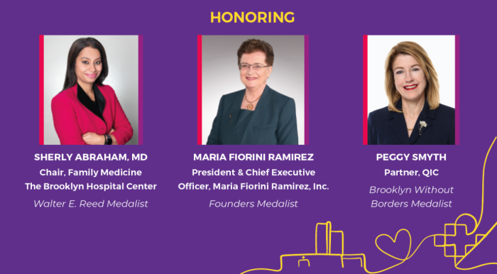 Honorees to the 2024 Founders Ball: Sherly Abraham, Maria Fiorini Ramirez and Peggy Smyth